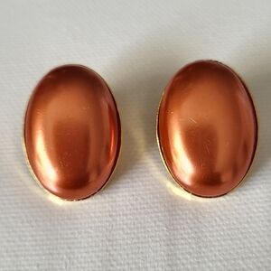 Vintage ALEXIS KIRK Oval Copper Color  Clip-On Earrings
